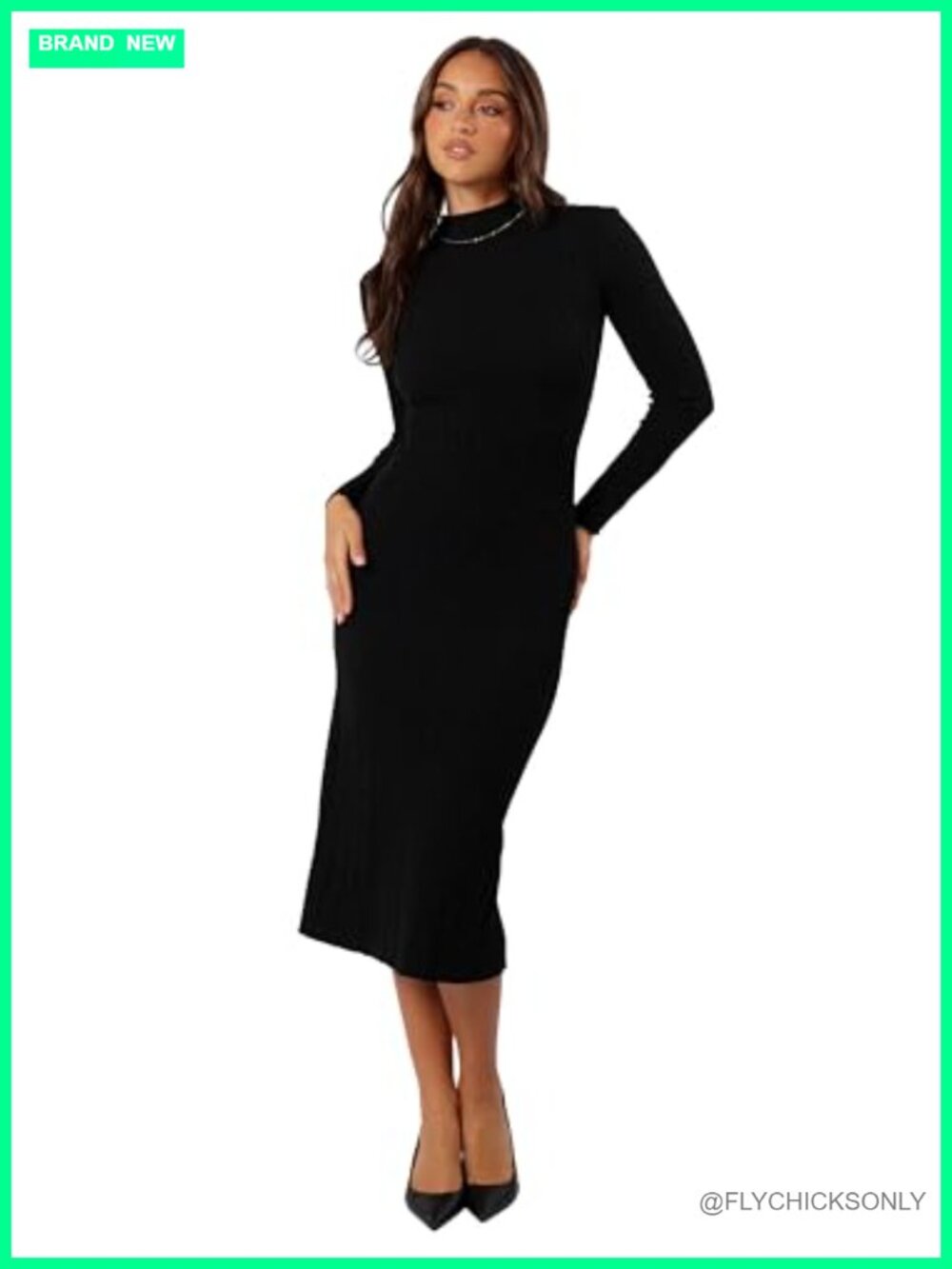 Women's Briar Long Sleeve Midi Dress A-Line Mock Neck Ruffle Collar Casual